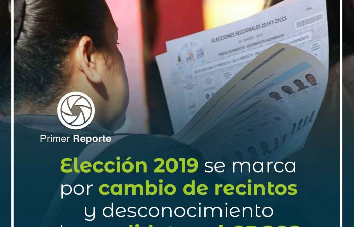 Elección 2019 se marca por cambio de recintos y desconocimiento de candidatos al CPCCS