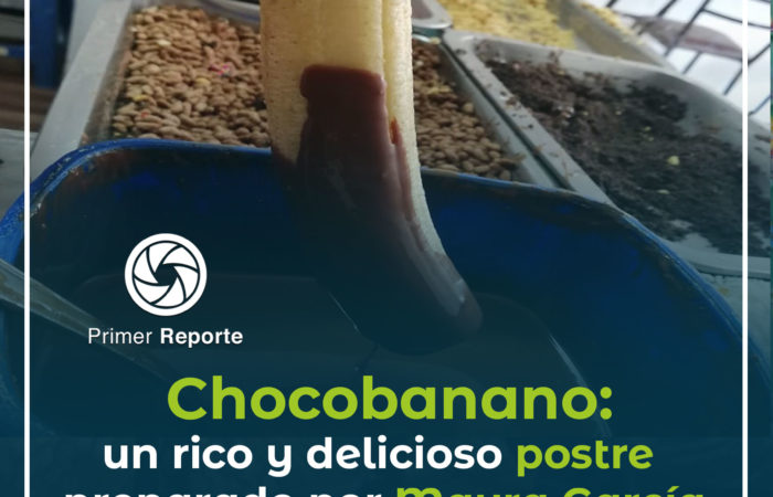El  rico y delicioso chocobanano preparado por Mayra García